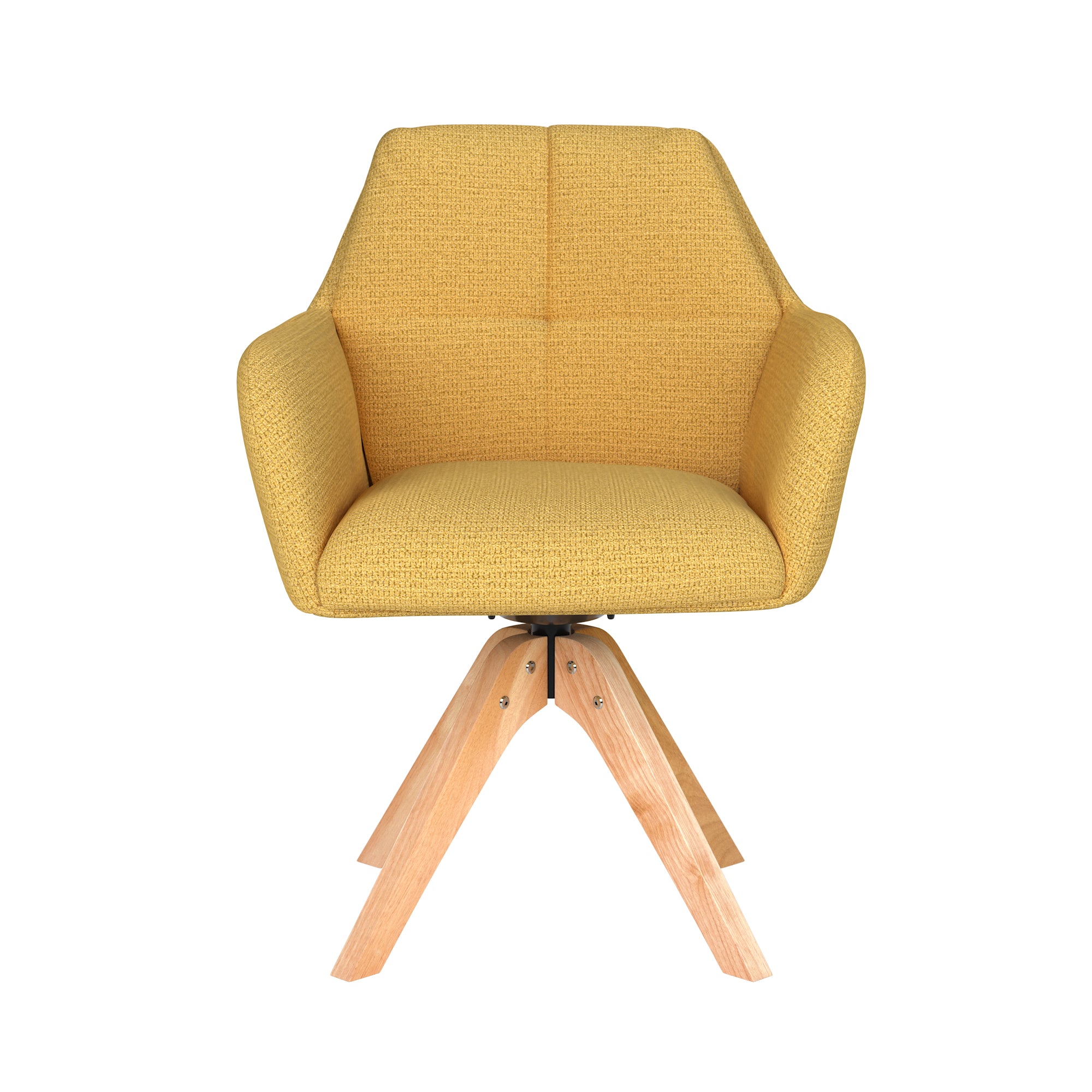 PETE swivel chair yellow with wooden base