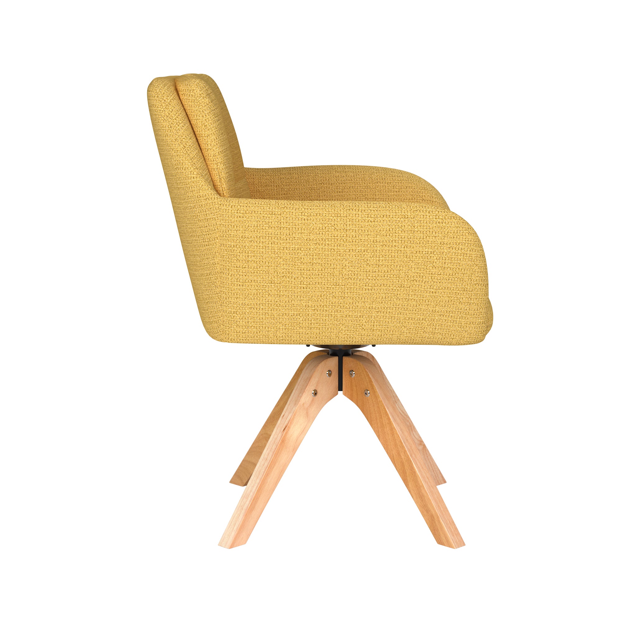 PETE swivel chair yellow with wooden base