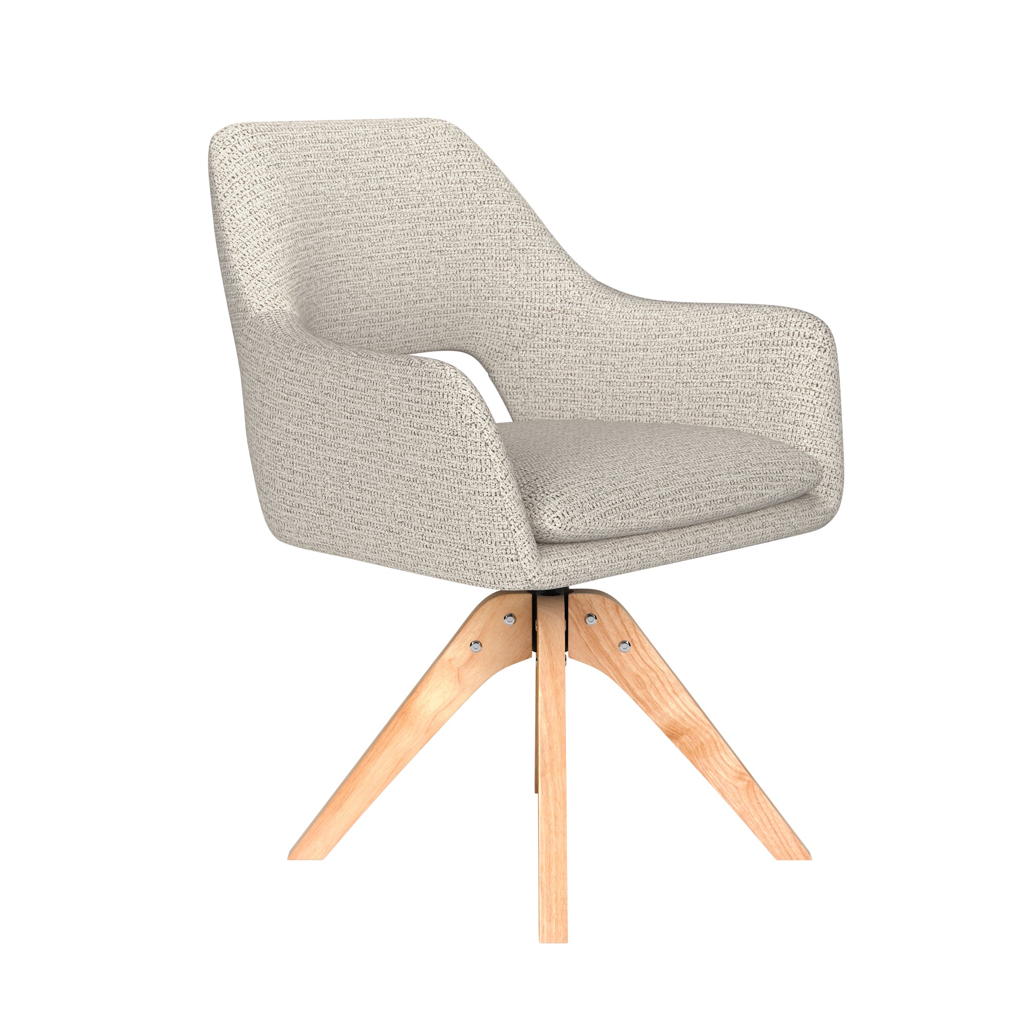 MOS white swivel chair with wooden base