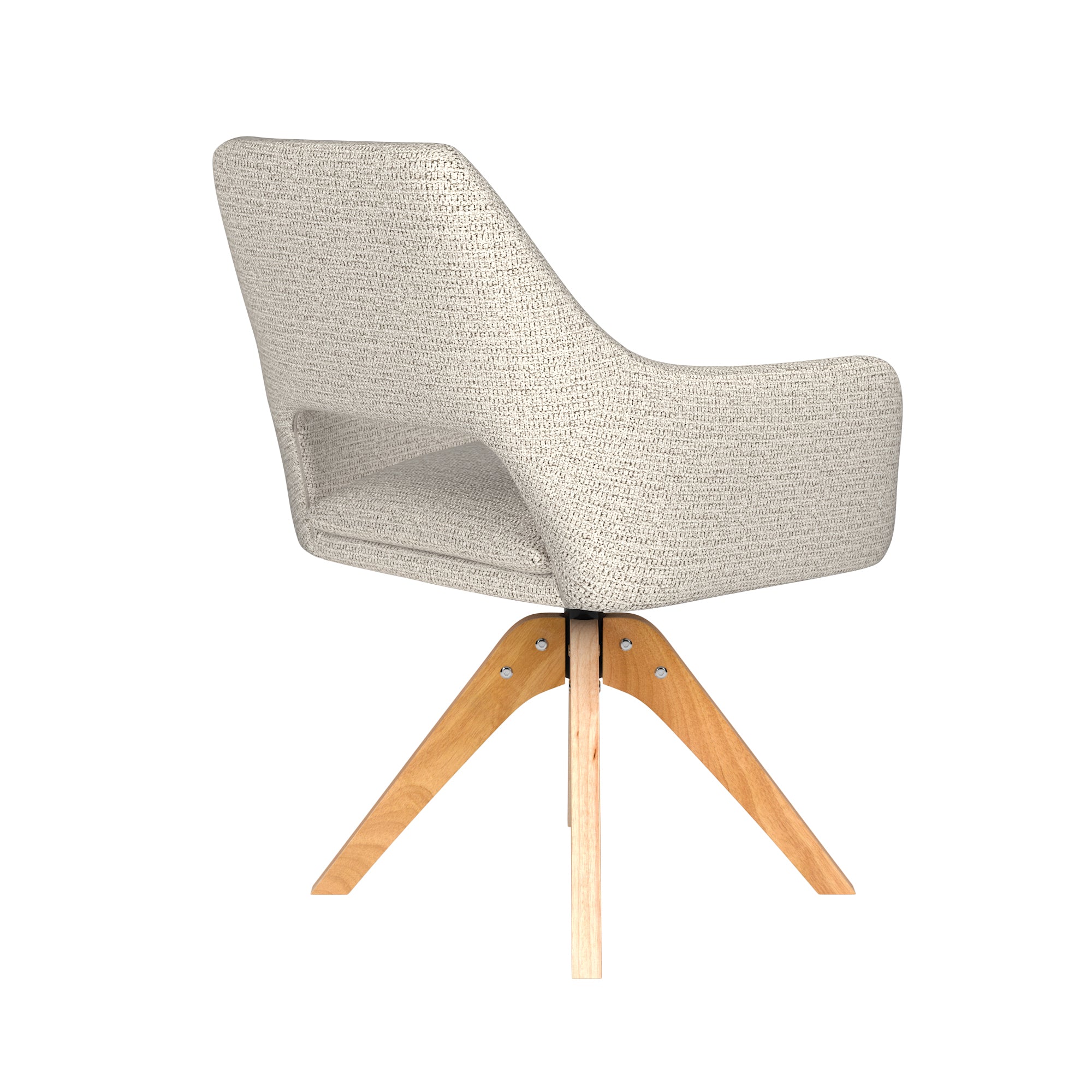 MOS white swivel chair with wooden base