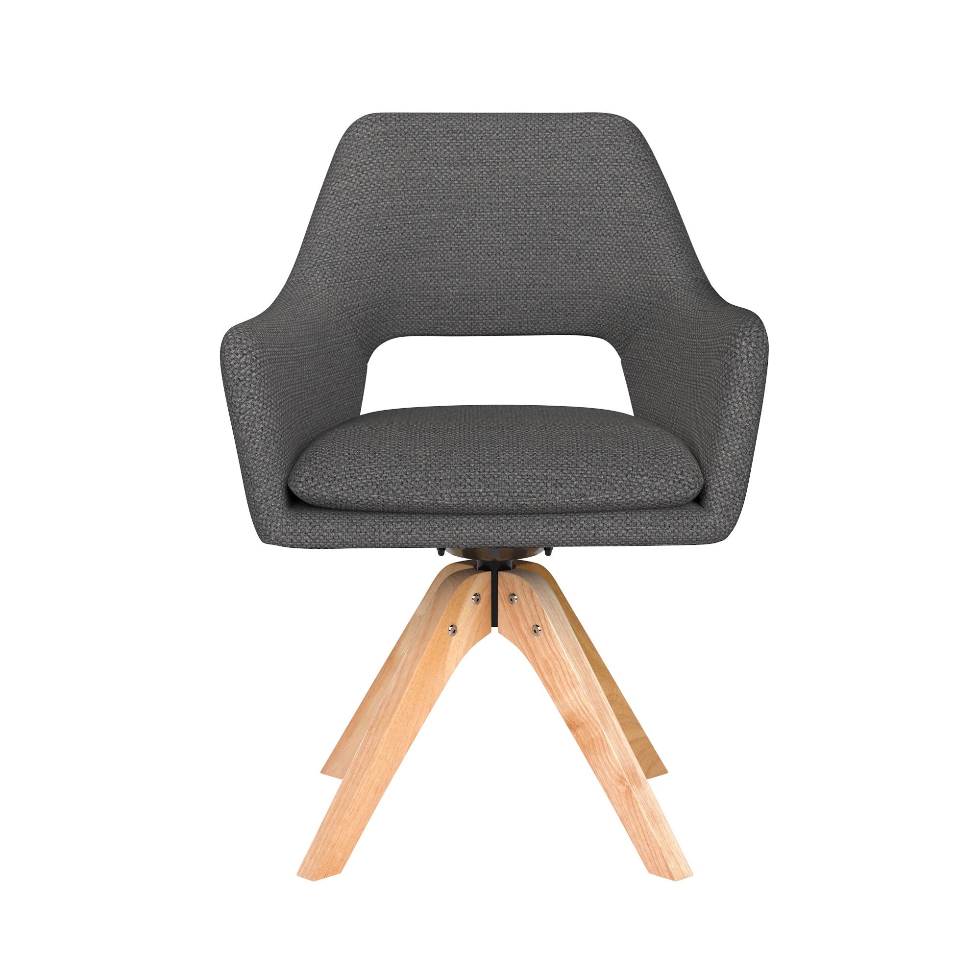 MOS gray swivel chair with wooden base