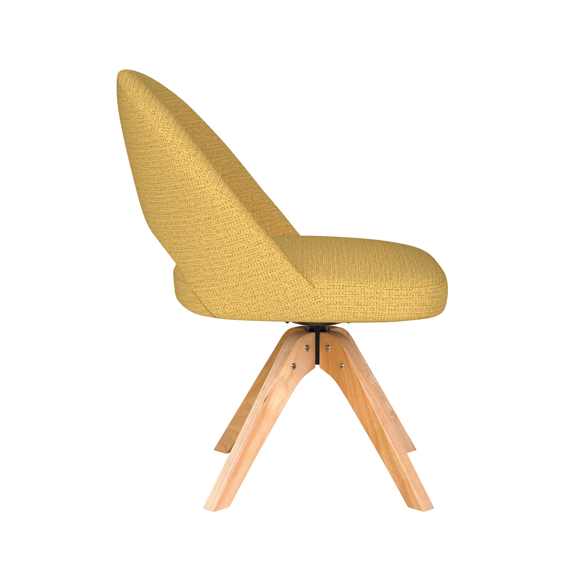 MICK yellow swivel chair with wooden base