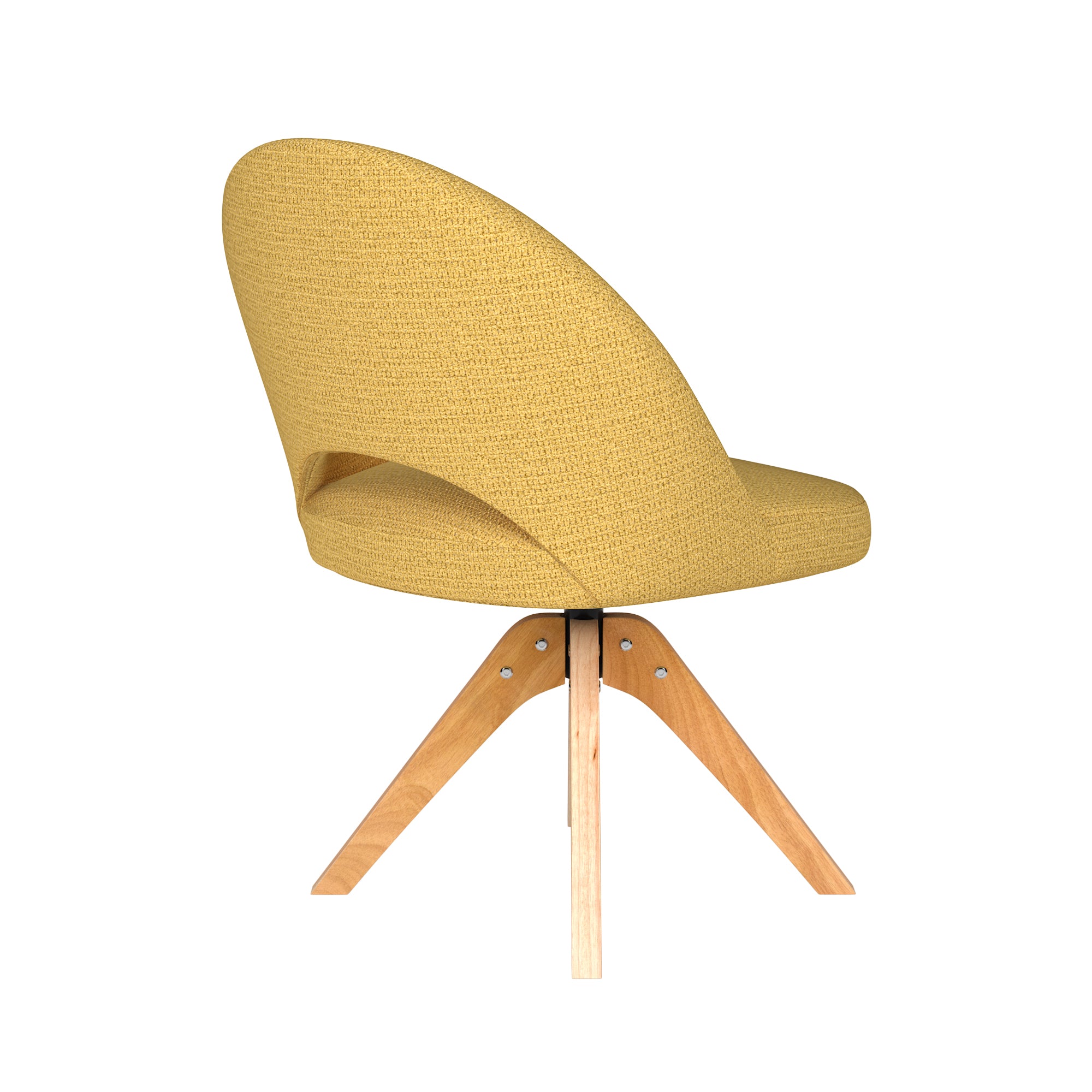 MICK yellow swivel chair with wooden base