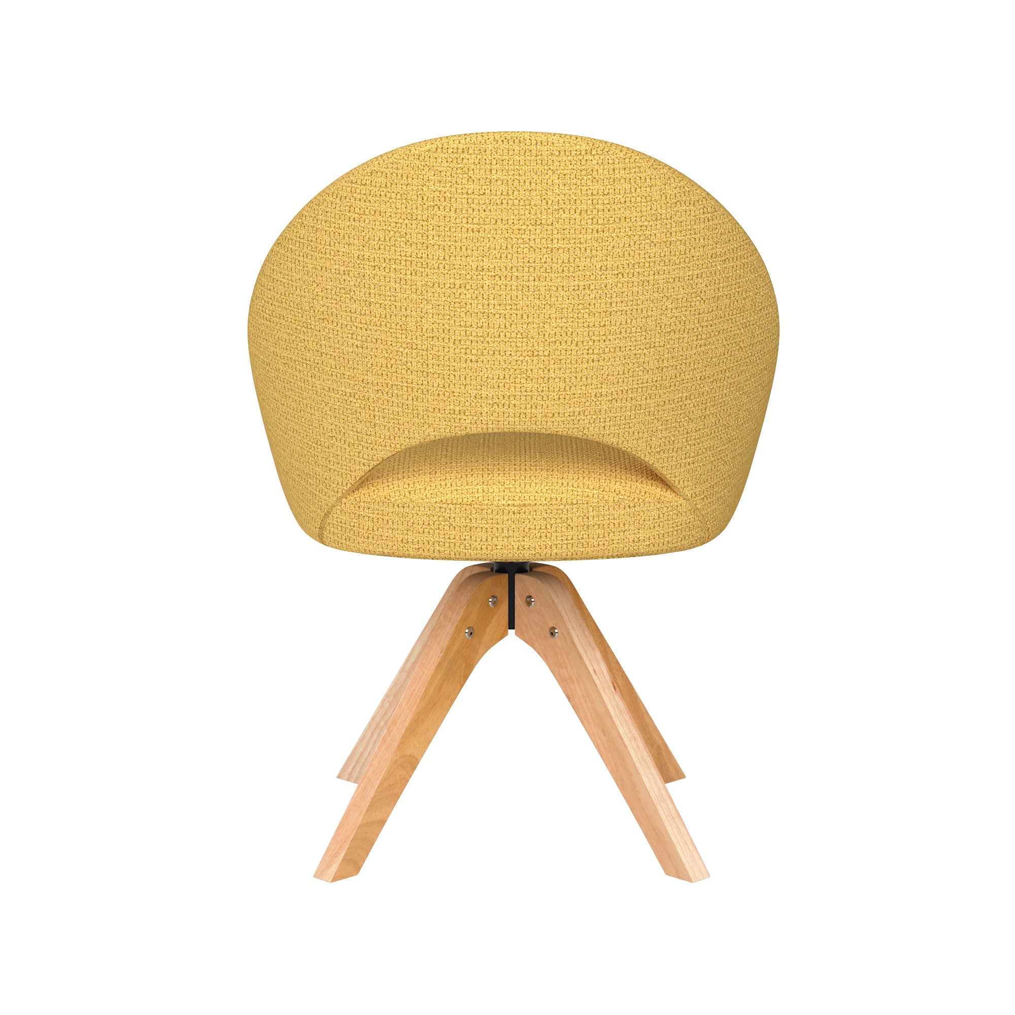 MICK yellow swivel chair with wooden base