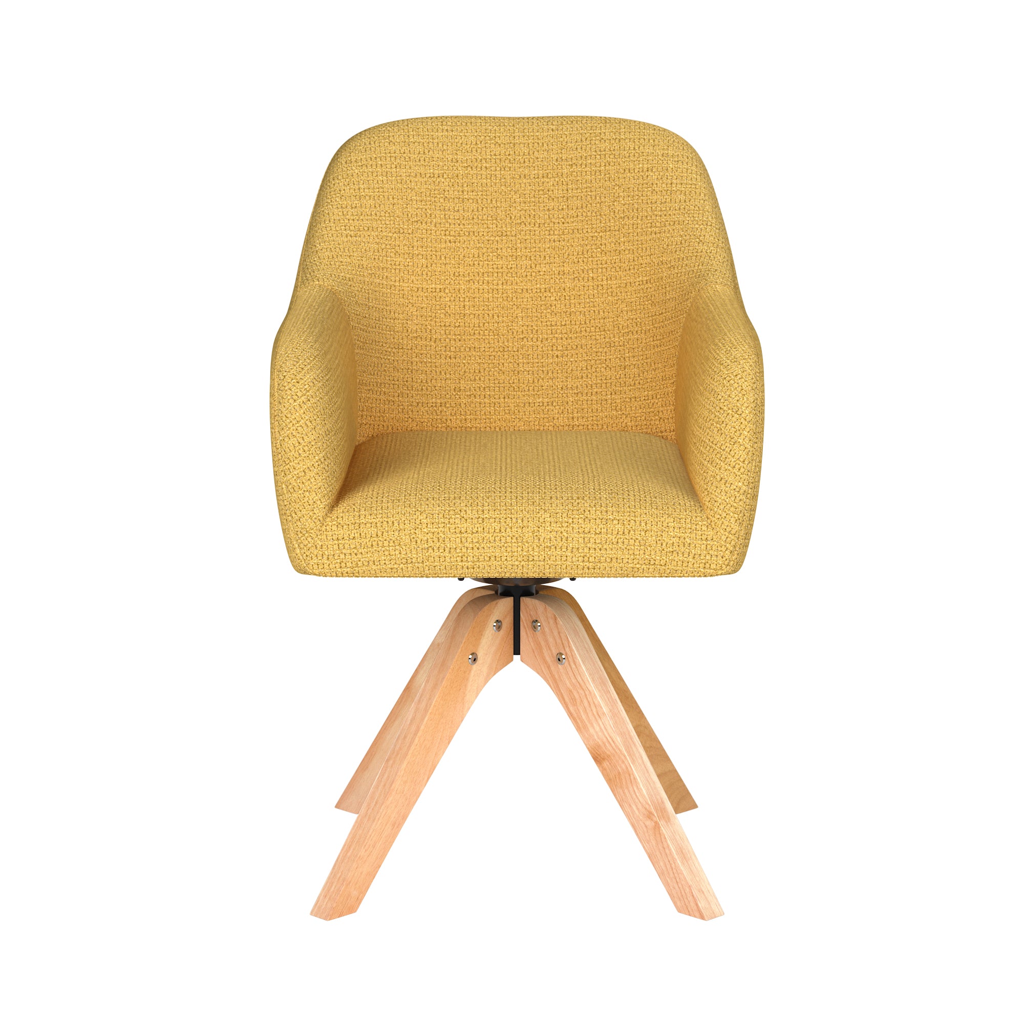 OTIS yellow swivel chair with wooden base