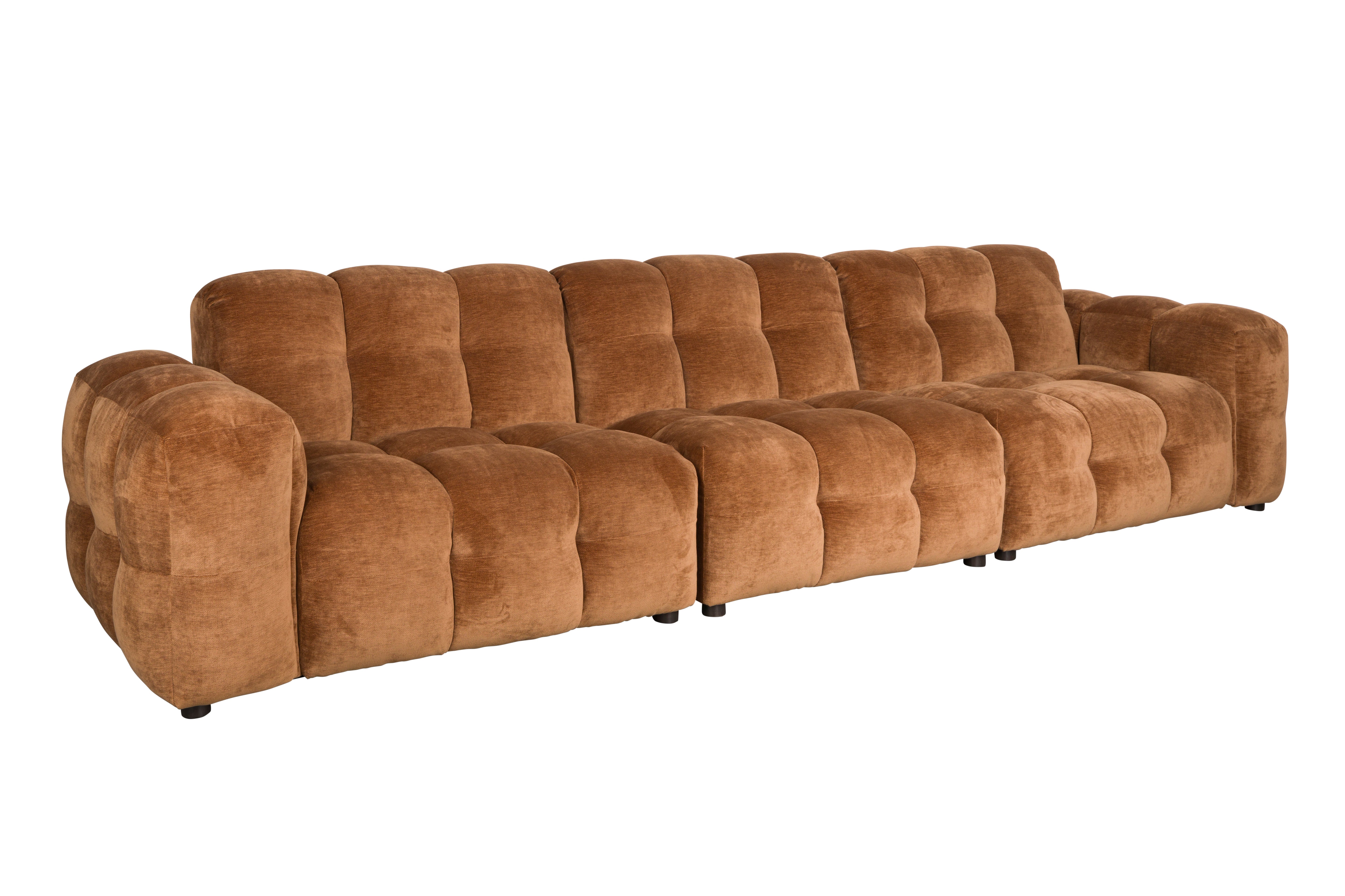 4.5-seater HACKMAN sofa in cognac velvet