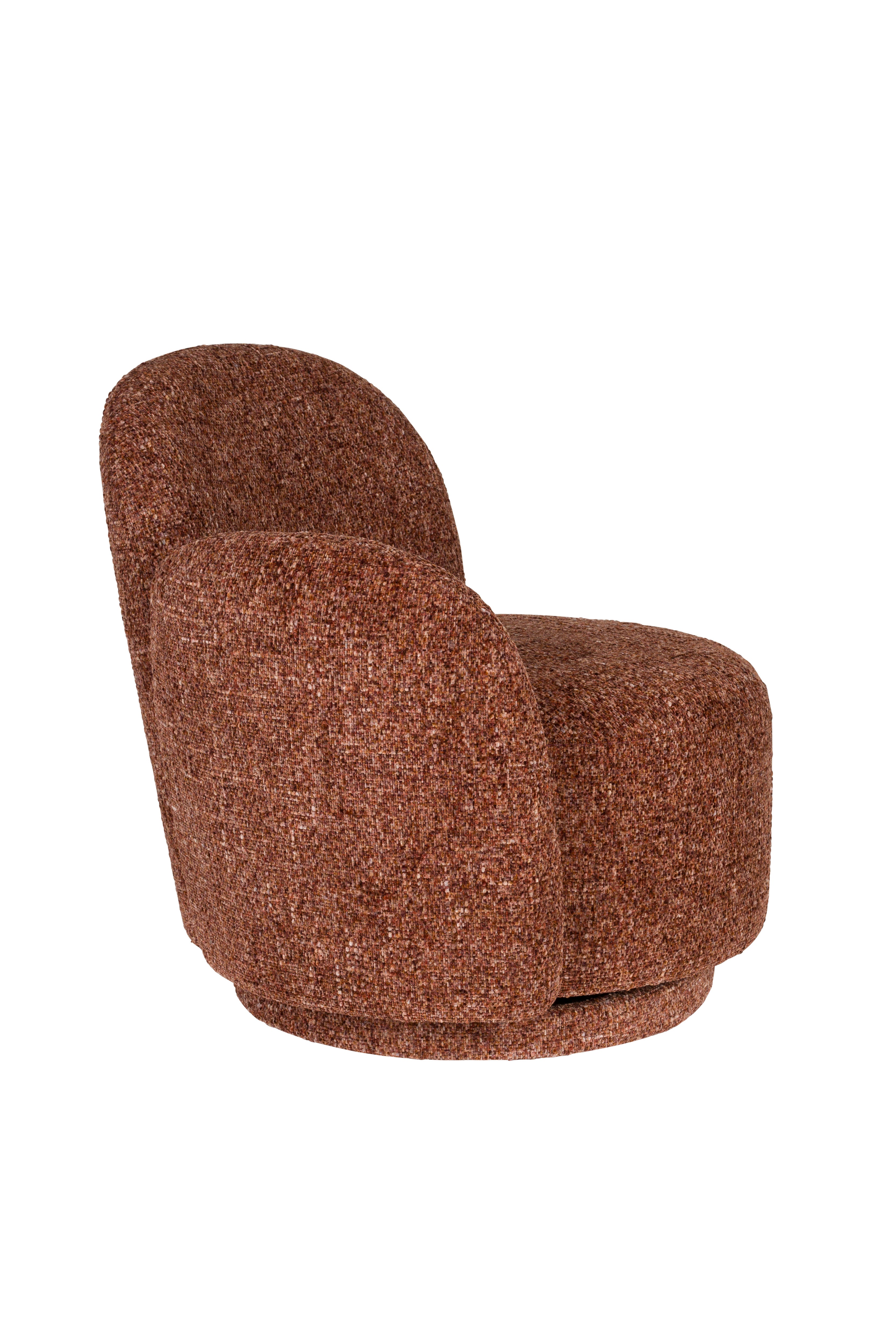 ROSE swivel armchair in burgundy mélange