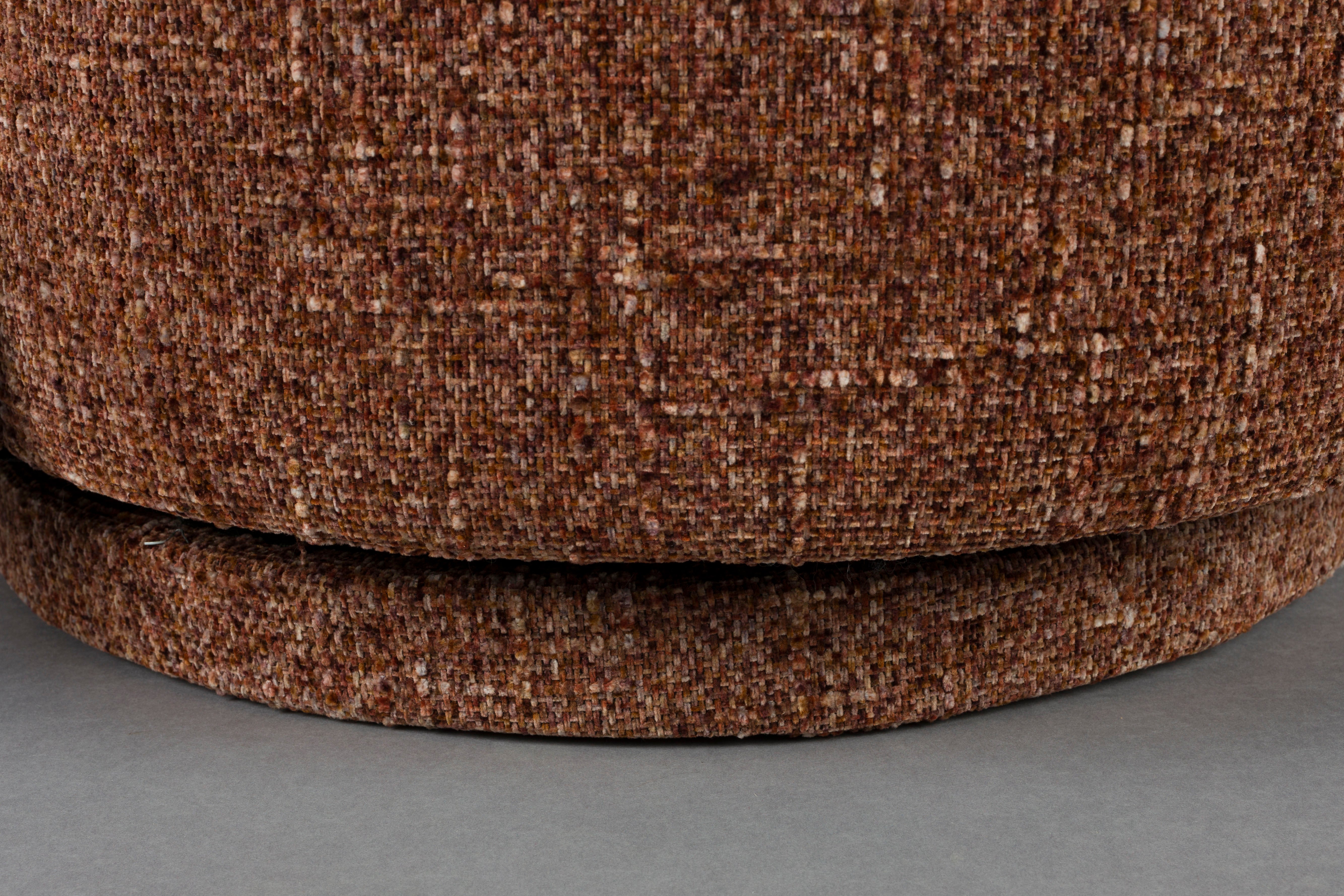 ROSE swivel armchair in burgundy mélange