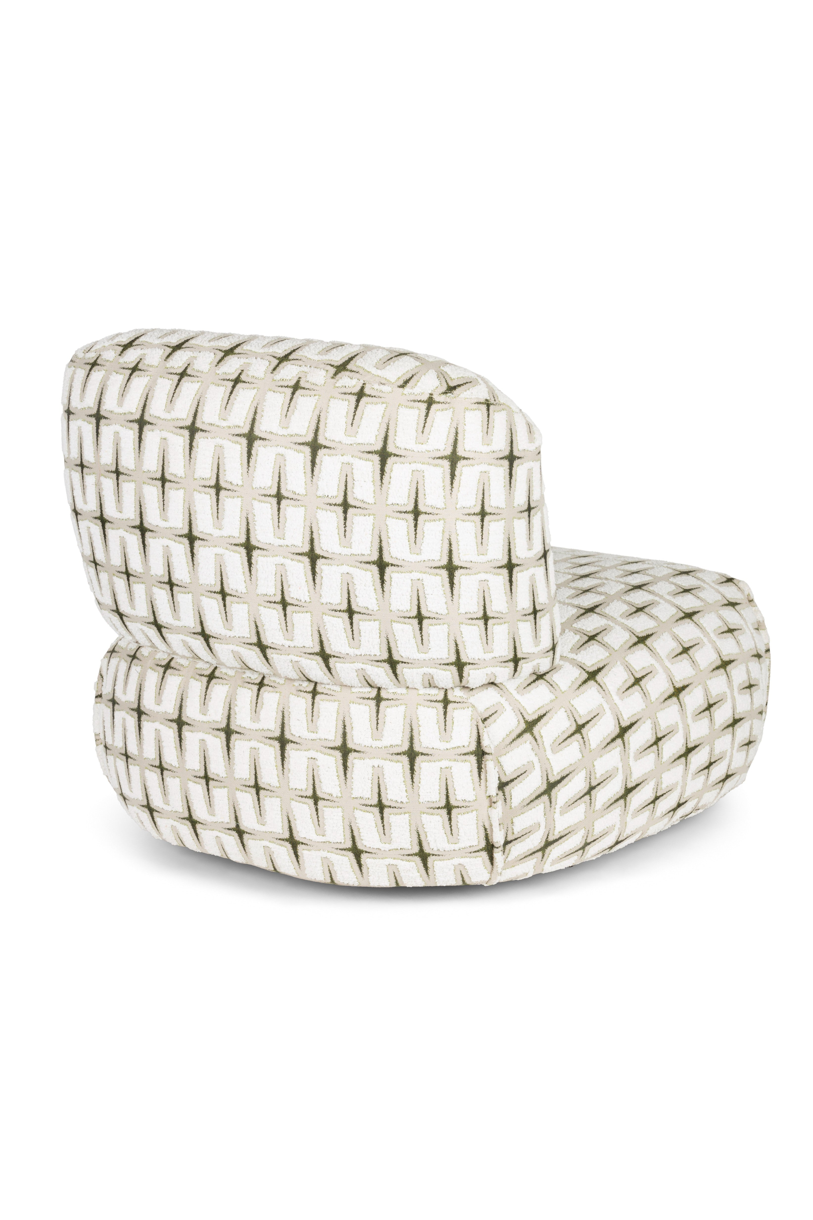 Beige RITZ armchair with geometric pattern