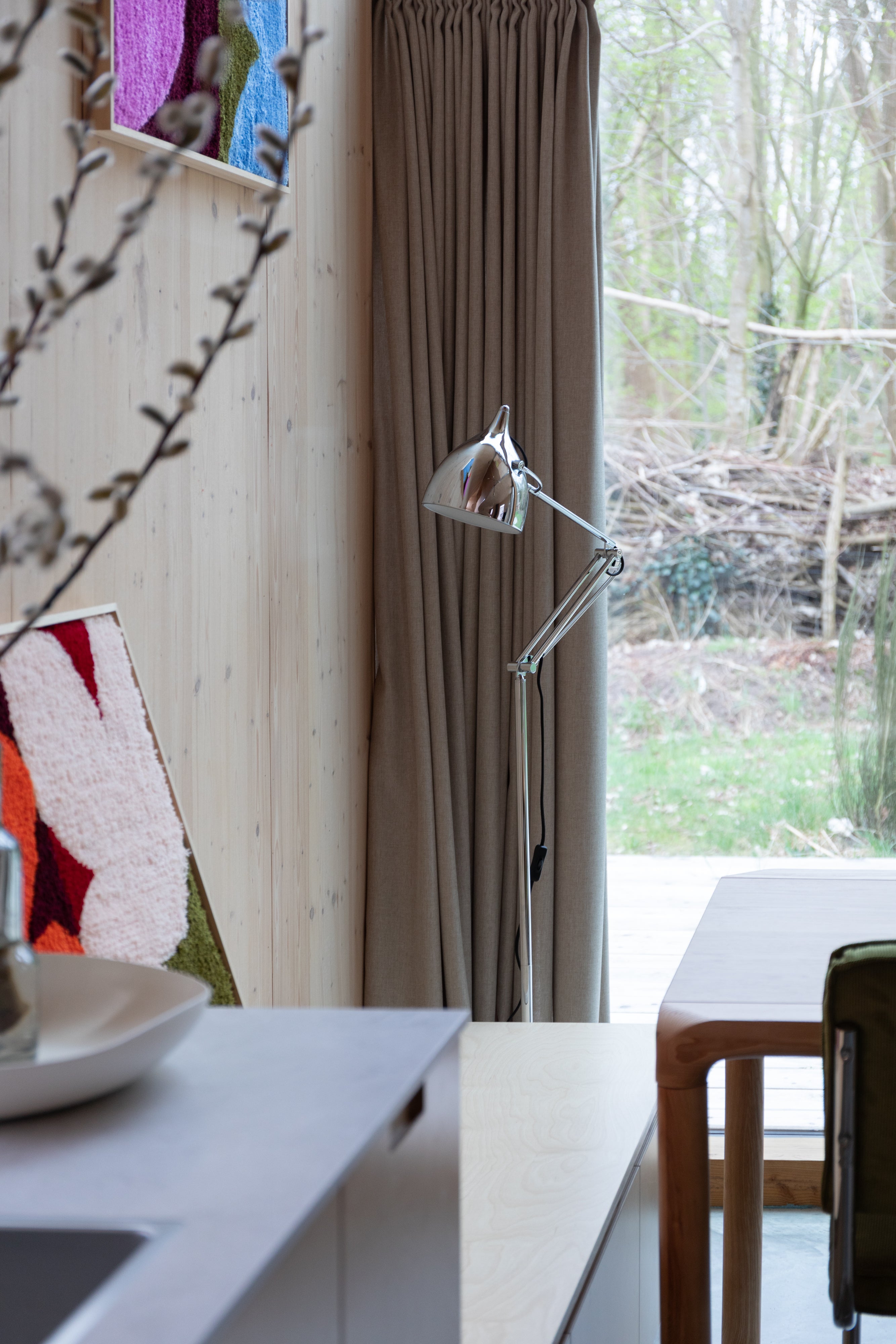 READER silver reading floor lamp