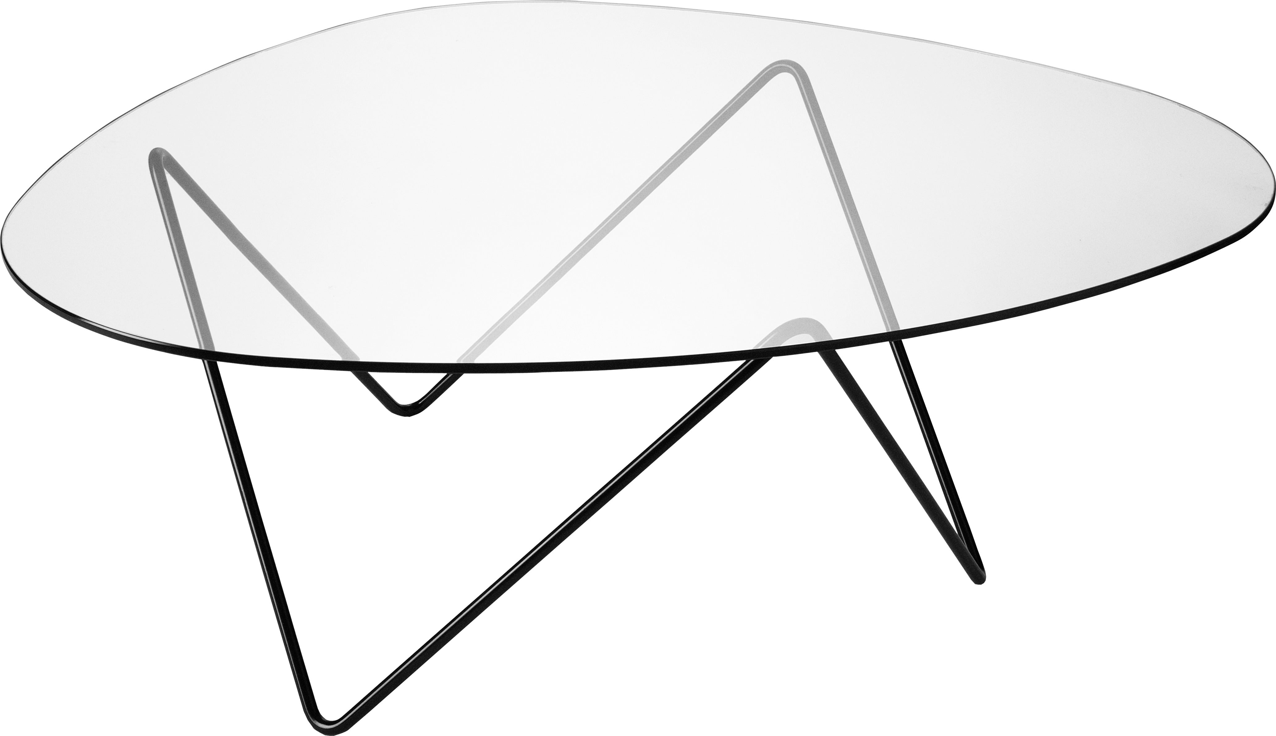 PEDRERA Coffee Table with Smooth Glass and Black Base