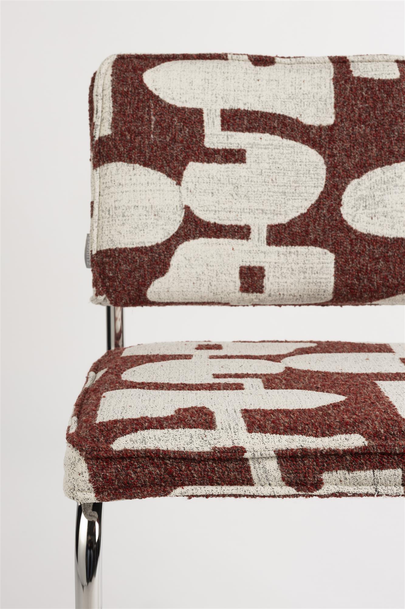 Stolička RIDGE DECO SYMBOLS bordová s bielou