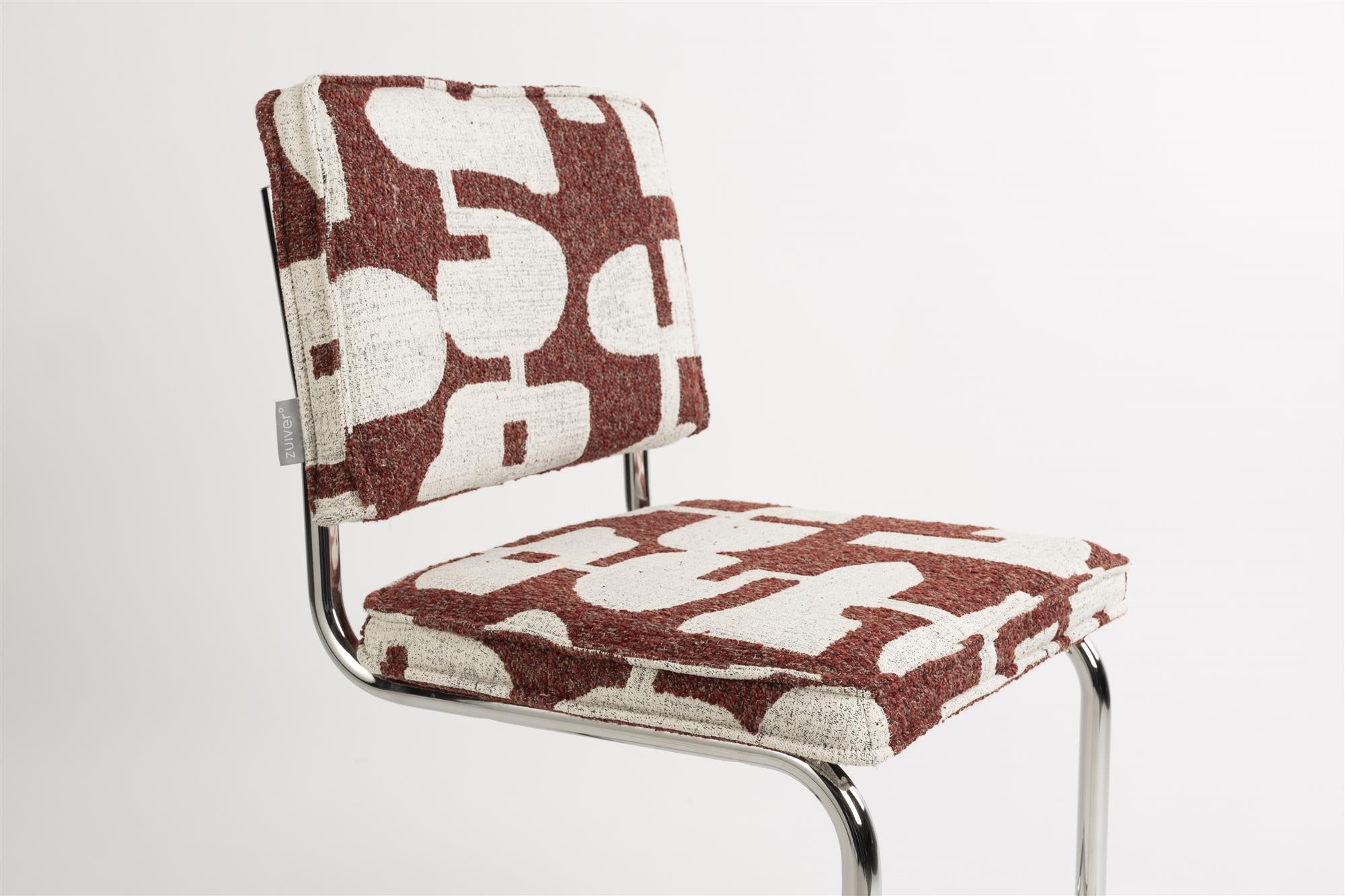 Stolička RIDGE DECO SYMBOLS bordová s bielou