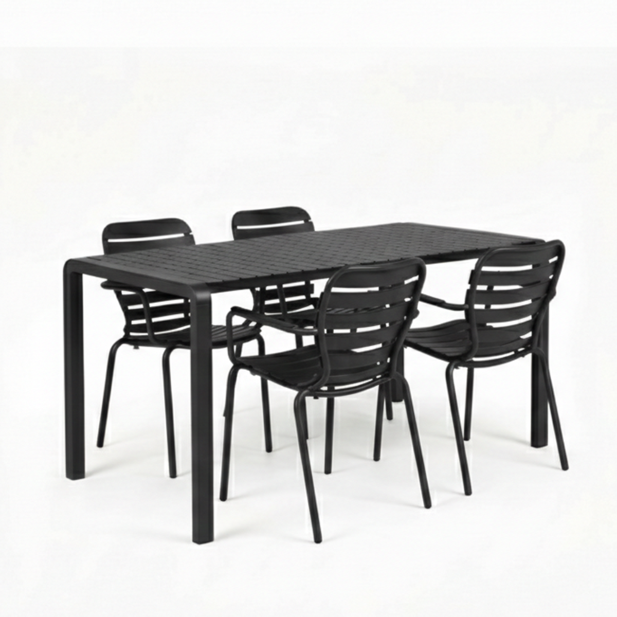 Zestaw ogrodowy VONDEL czarny stół 168 cm + 4 fotele – Zuiver