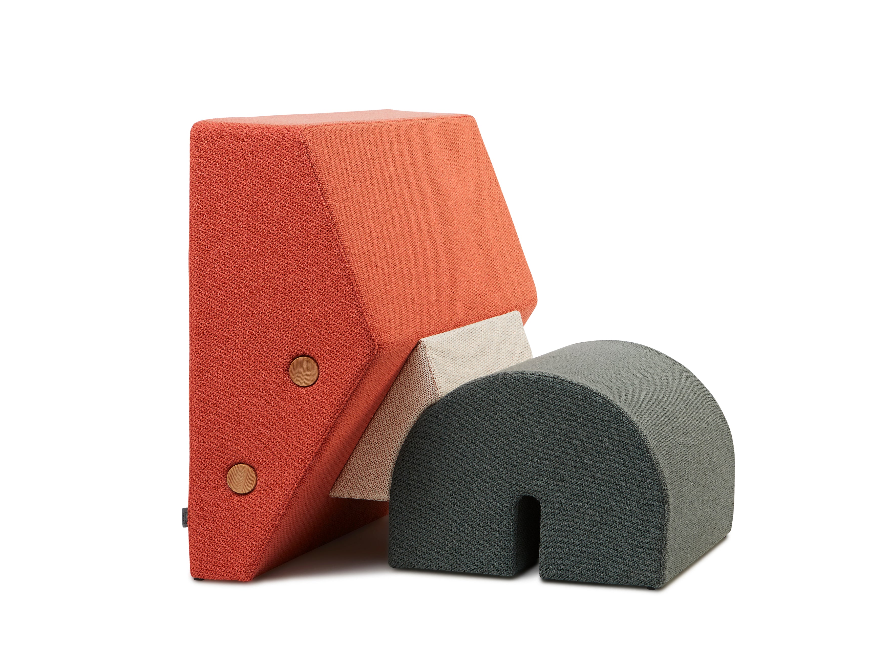 KEYSTONE armchair in orange with beige and dark gray