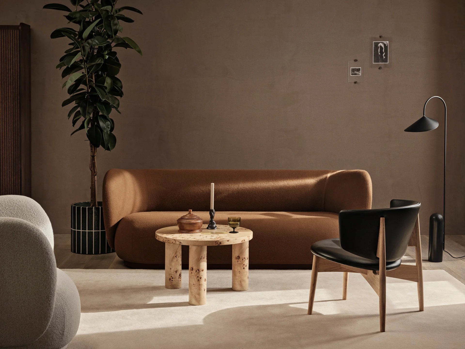 3-Seater Sofa RICO Louisiana Black with Sand