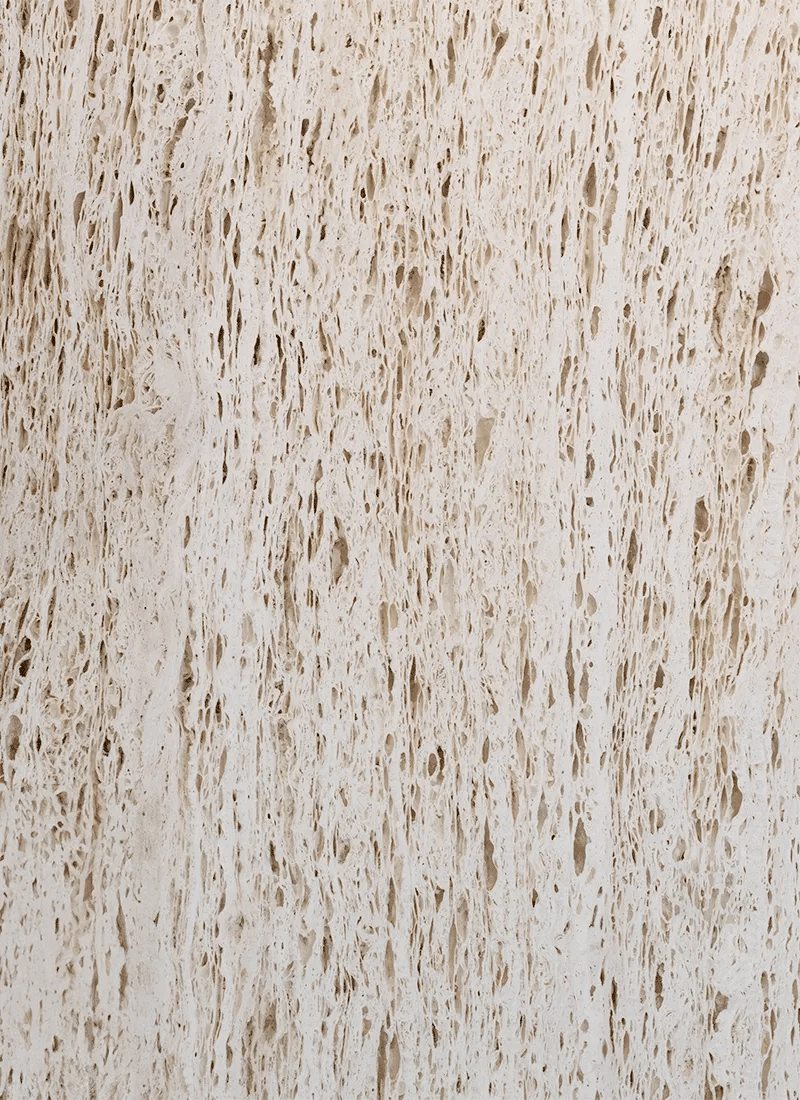 TS console cream travertine with chrome base