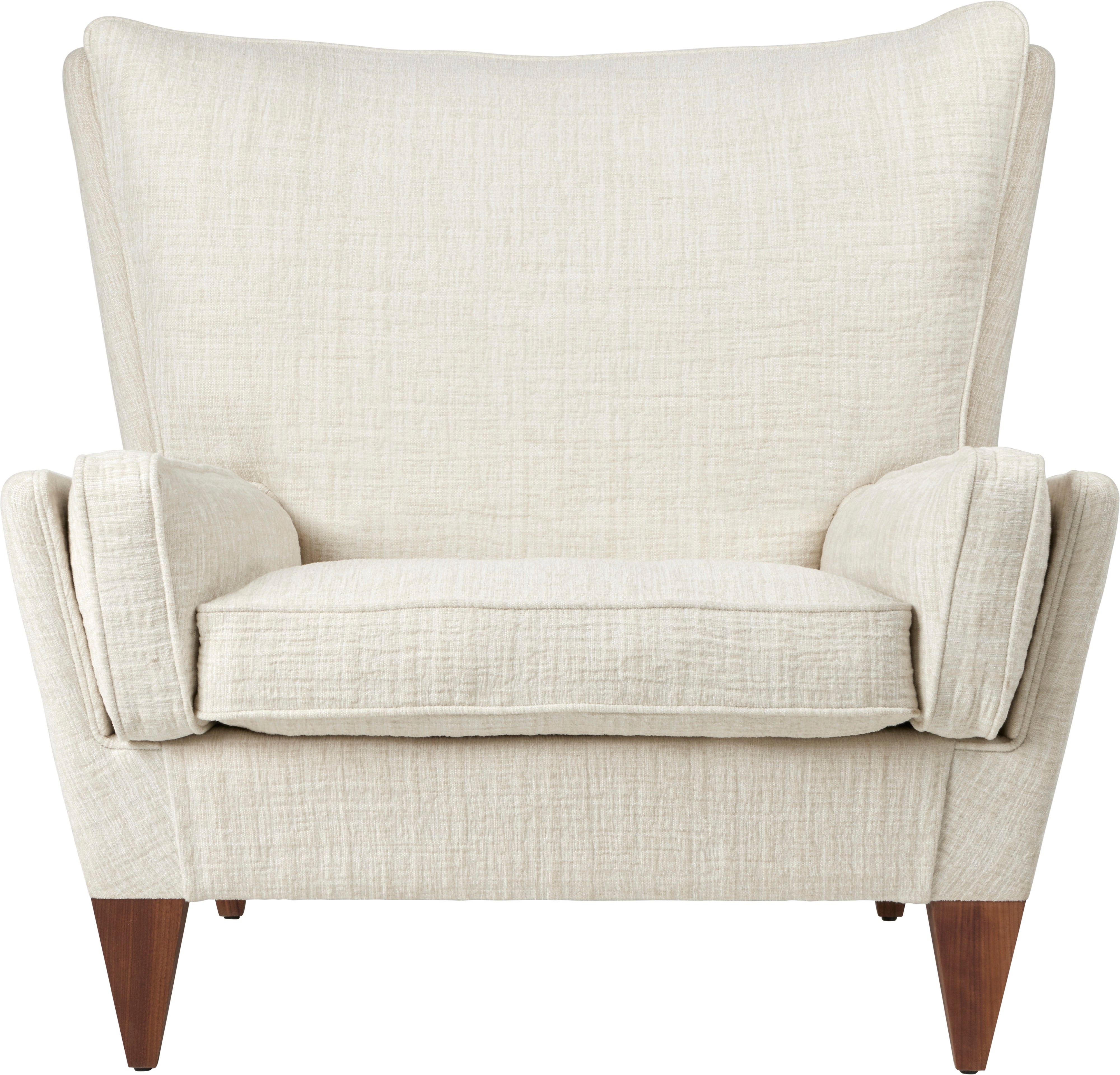 Fotel V11 čalúnený s orechovým podstavcom