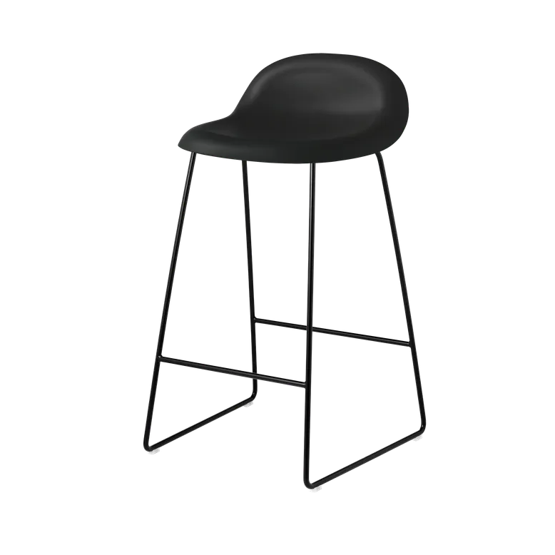 GUBI 3D stool with black seat and black base