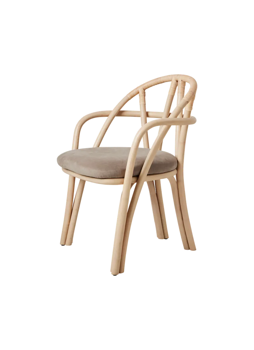 Upholstered BISTRA Chair with Rattan Base