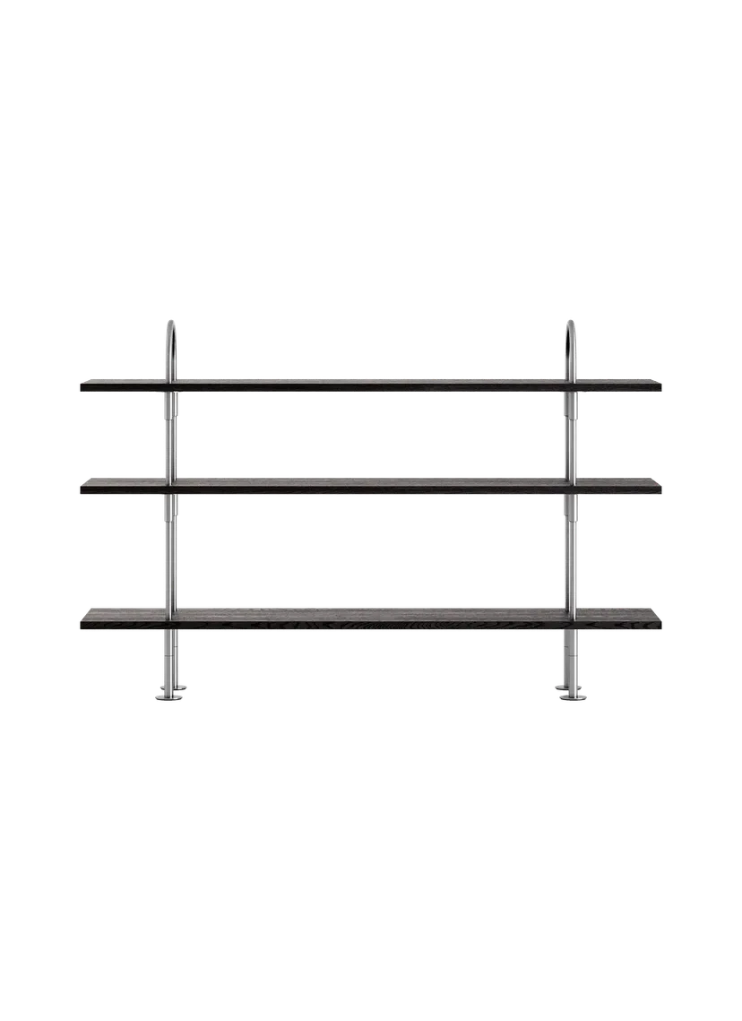 KEEN Shelf dark ash wood with satin steel frame
