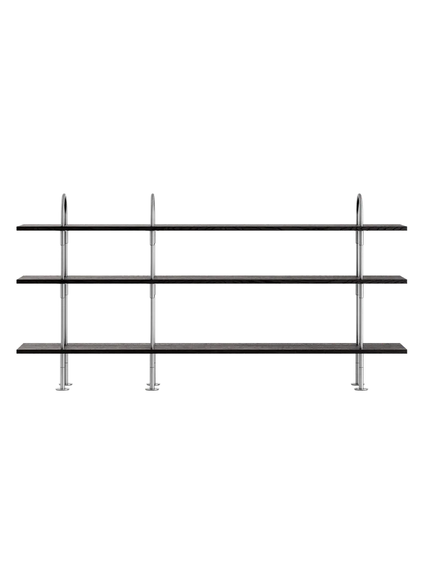 KEEN Shelf dark ash wood with satin steel frame