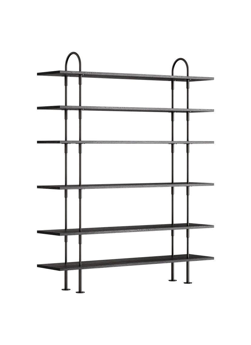 KEEN Shelf dark ash wood with black brass frame