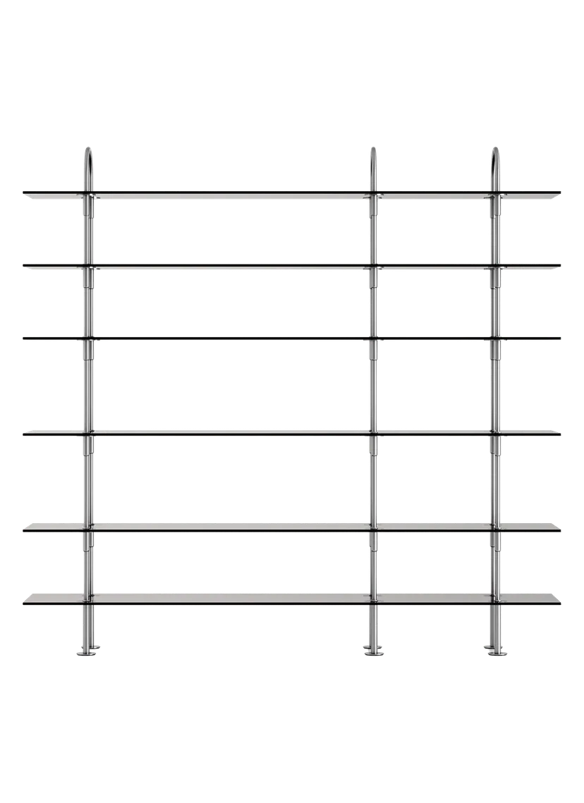 KEEN Shelf with Smoky Glass and Satin Steel Frame