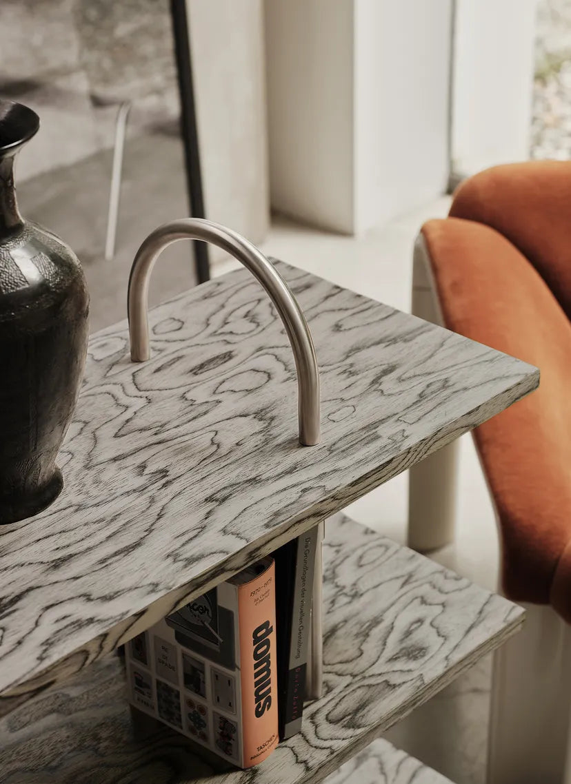 KEEN Shelf gray wood with satin steel frame