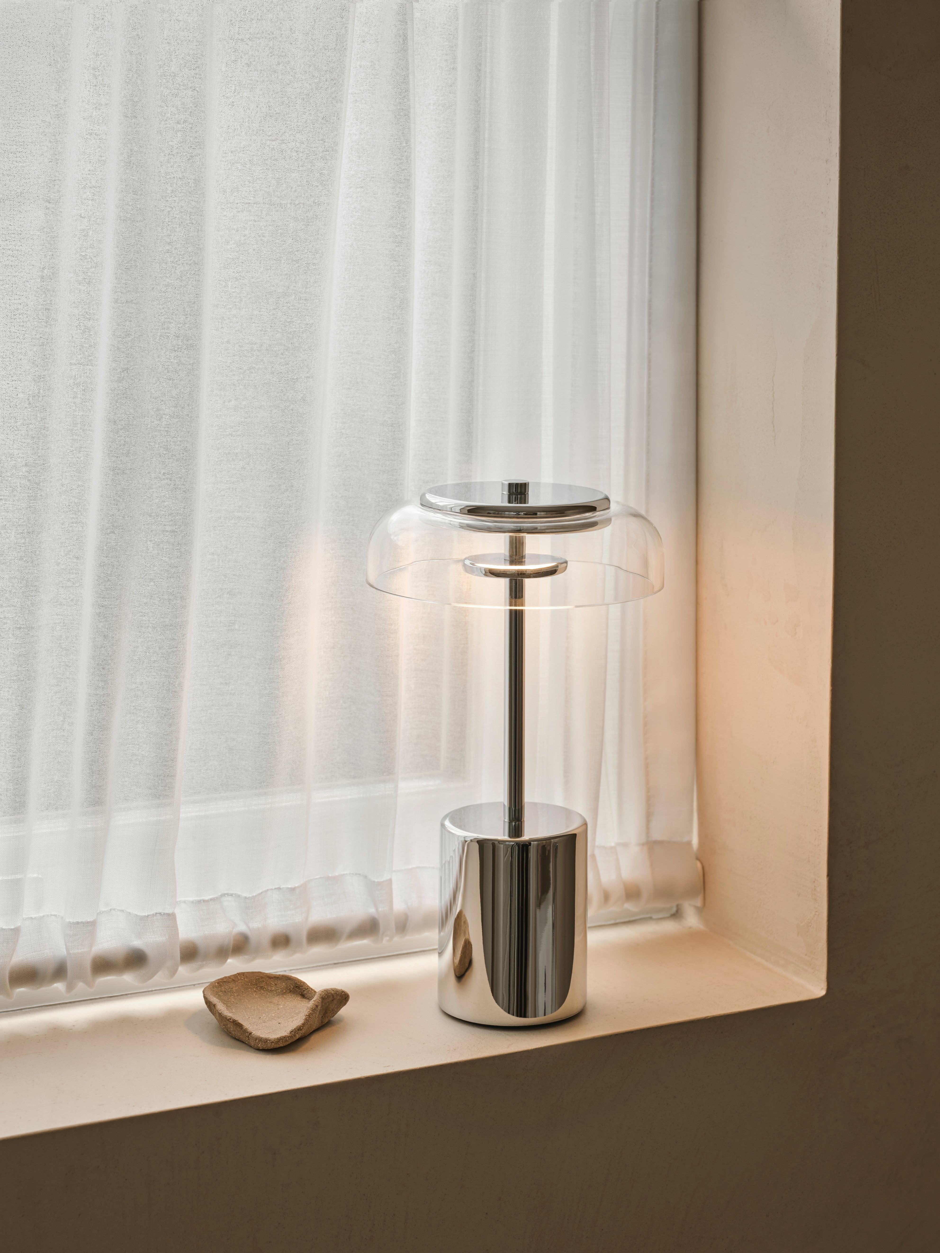 Prenosná lampa BLOSSI strieborná s priehľadným sklom