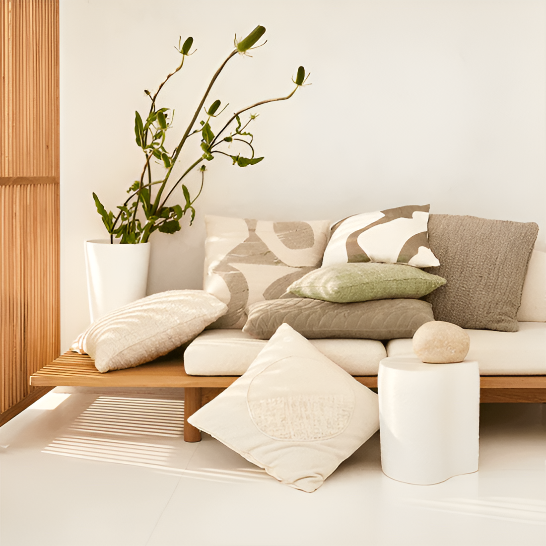 Fluso cushion cream with green