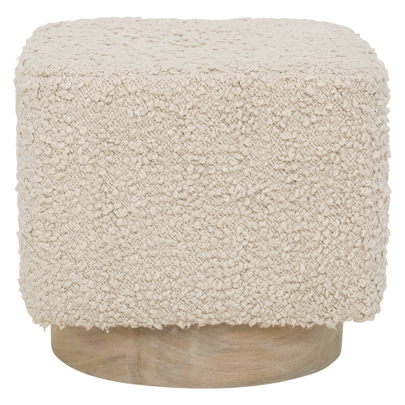 Pouf Kaura cotton with a wooden base