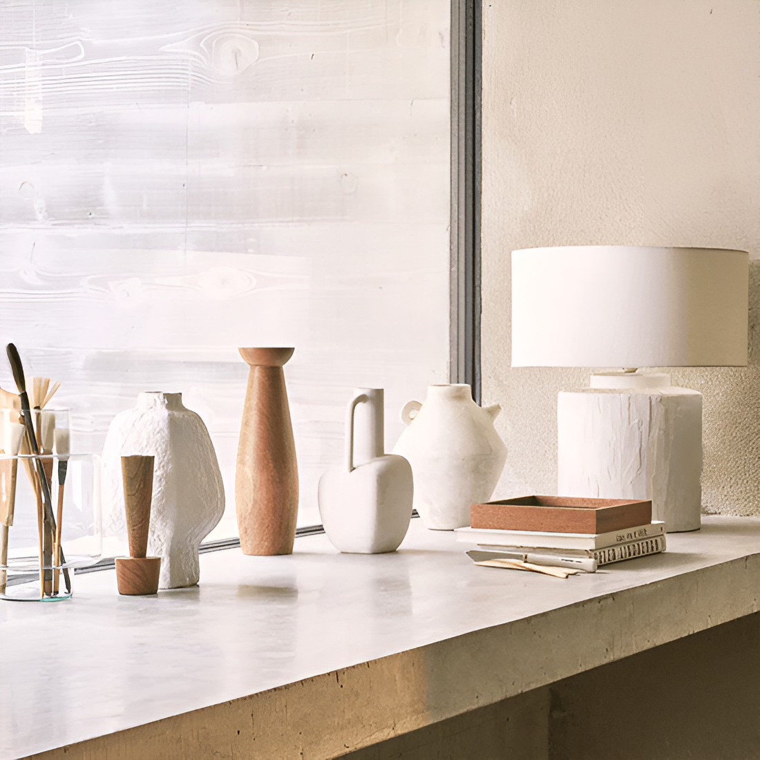 Stolná lampa MASON biela keramika