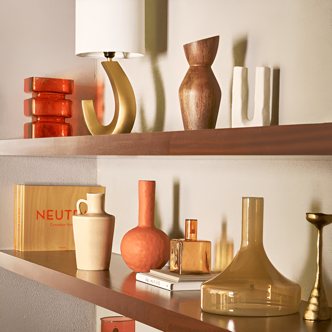 Table lamp Elena Golden base with a cotton lampshade