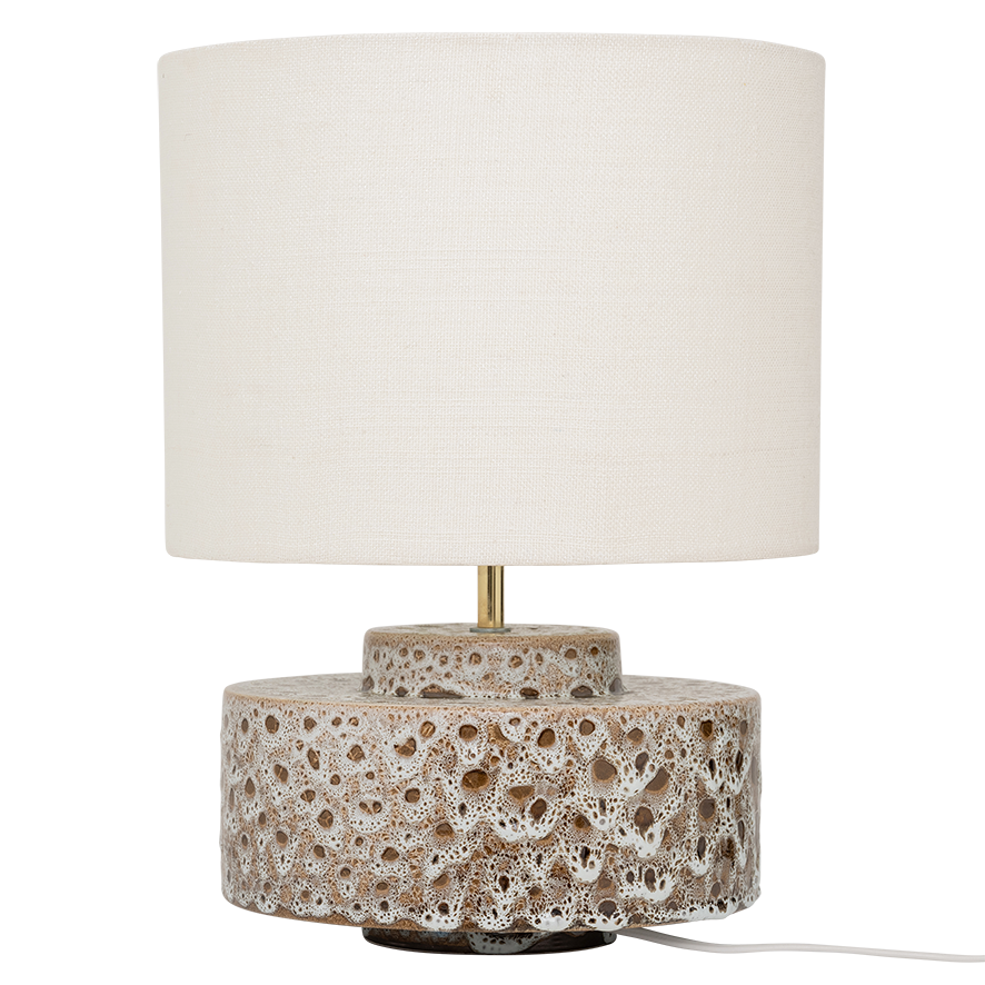 Ivy table lamp brown ceramics with a cotton lampshade