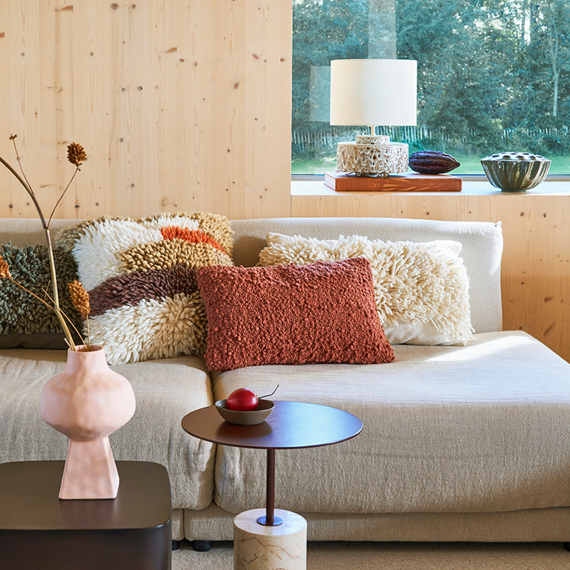 Ivy table lamp brown ceramics with a cotton lampshade