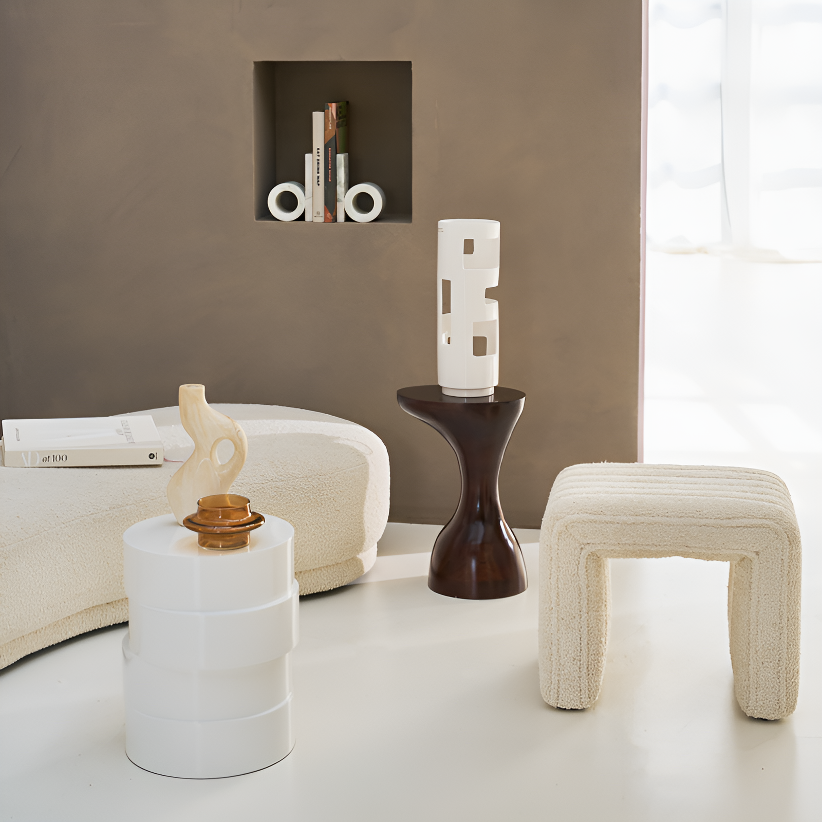 Side table Pila white mango wood