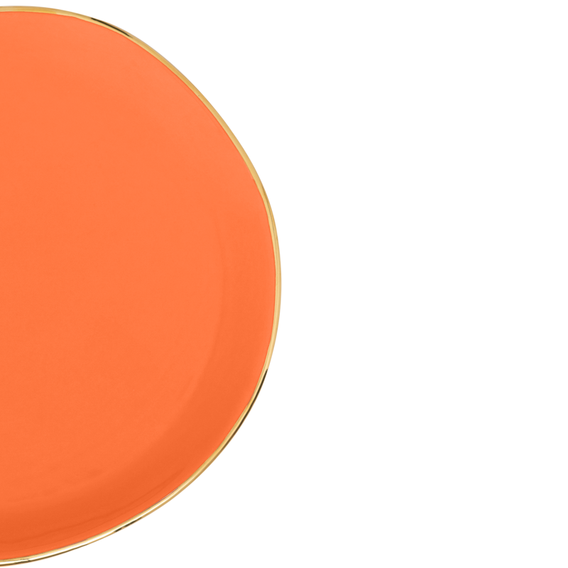 GOOD MORNING orange plate with gold finish