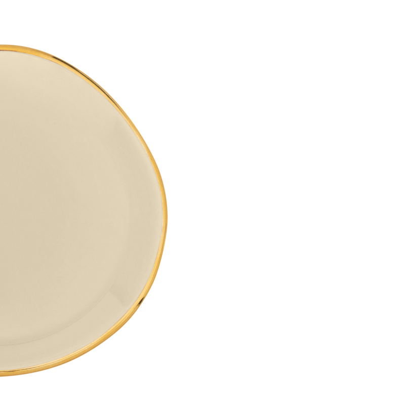 GOOD MORNING cream plate with gold finish