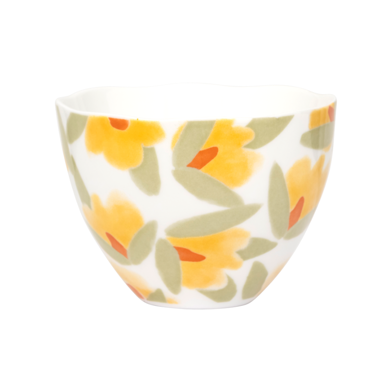 Hrnček na cappuccino LILJA žltý kvetinový motív