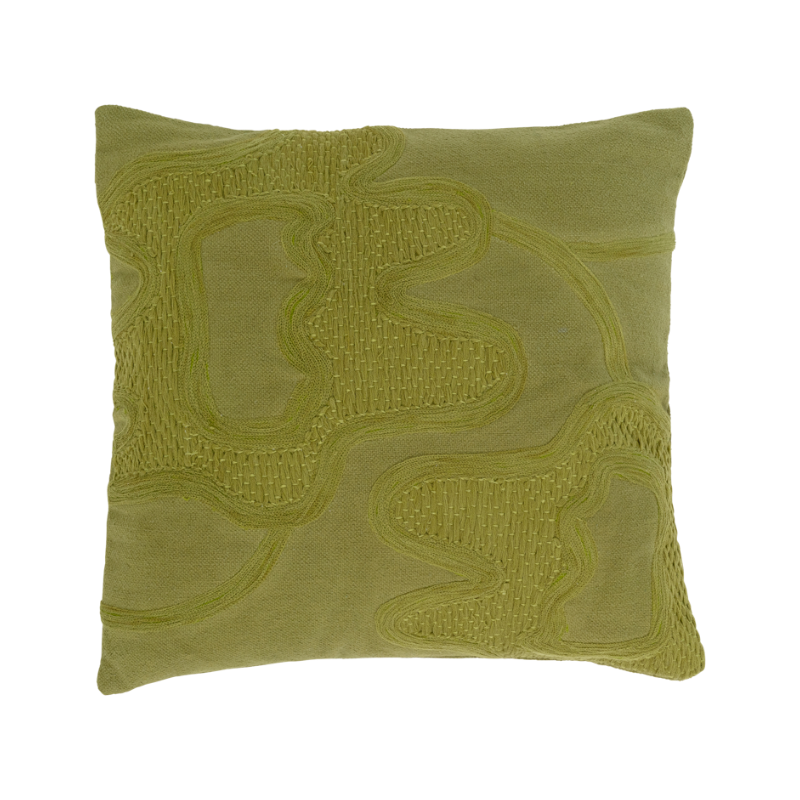 KEDI Cushion Green with Embroidered Pattern