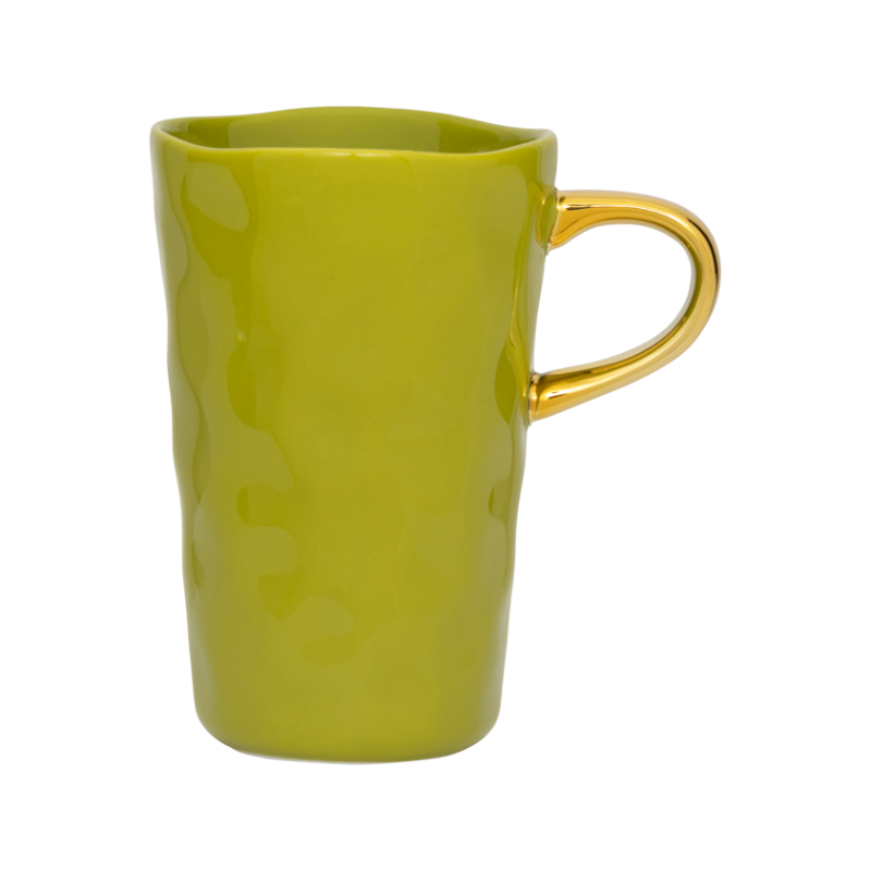 GOOD MORNING green latte mug with gold