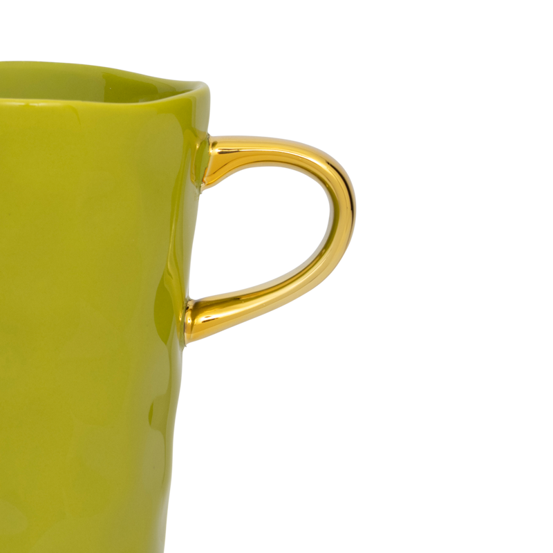 GOOD MORNING green latte mug with gold