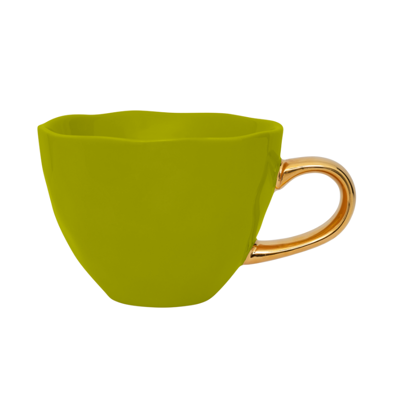 Hrnček na cappuccino GOOD MORNING zelený so zlatým