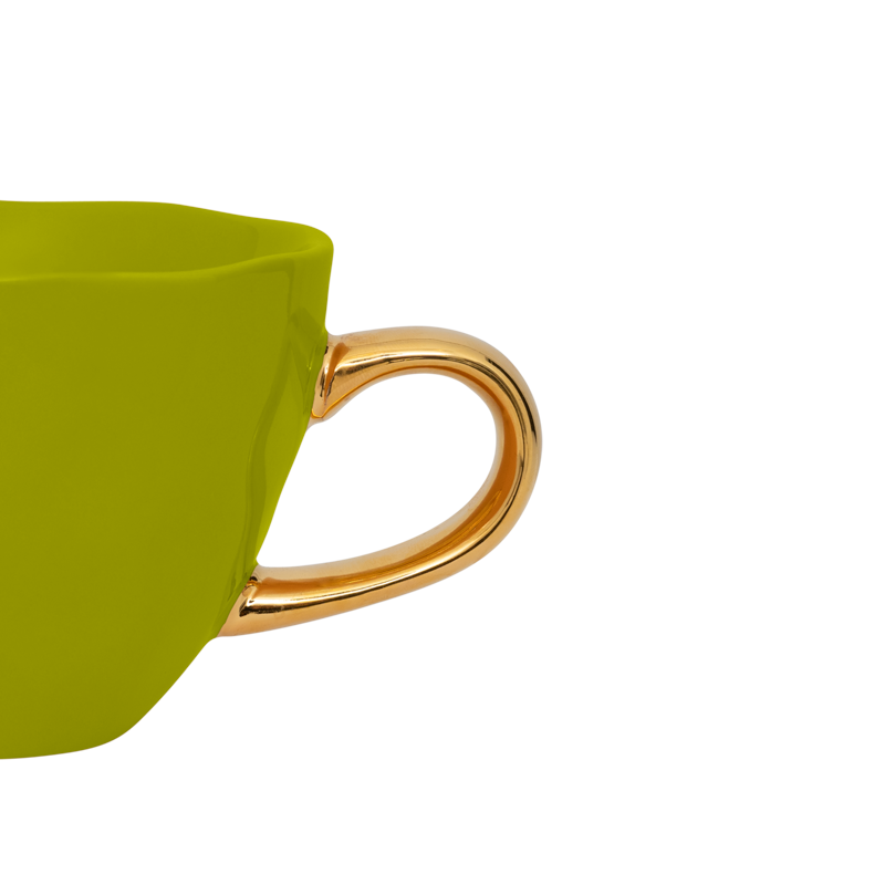 Hrnček na cappuccino GOOD MORNING zelený so zlatým