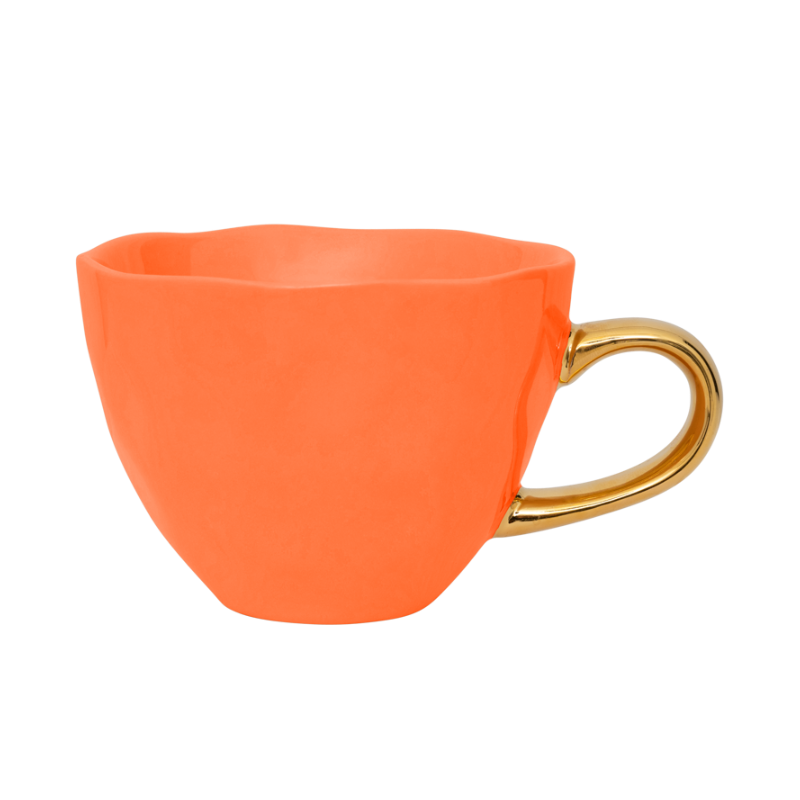 Hrnček na cappuccino GOOD MORNING oranžový so zlatým