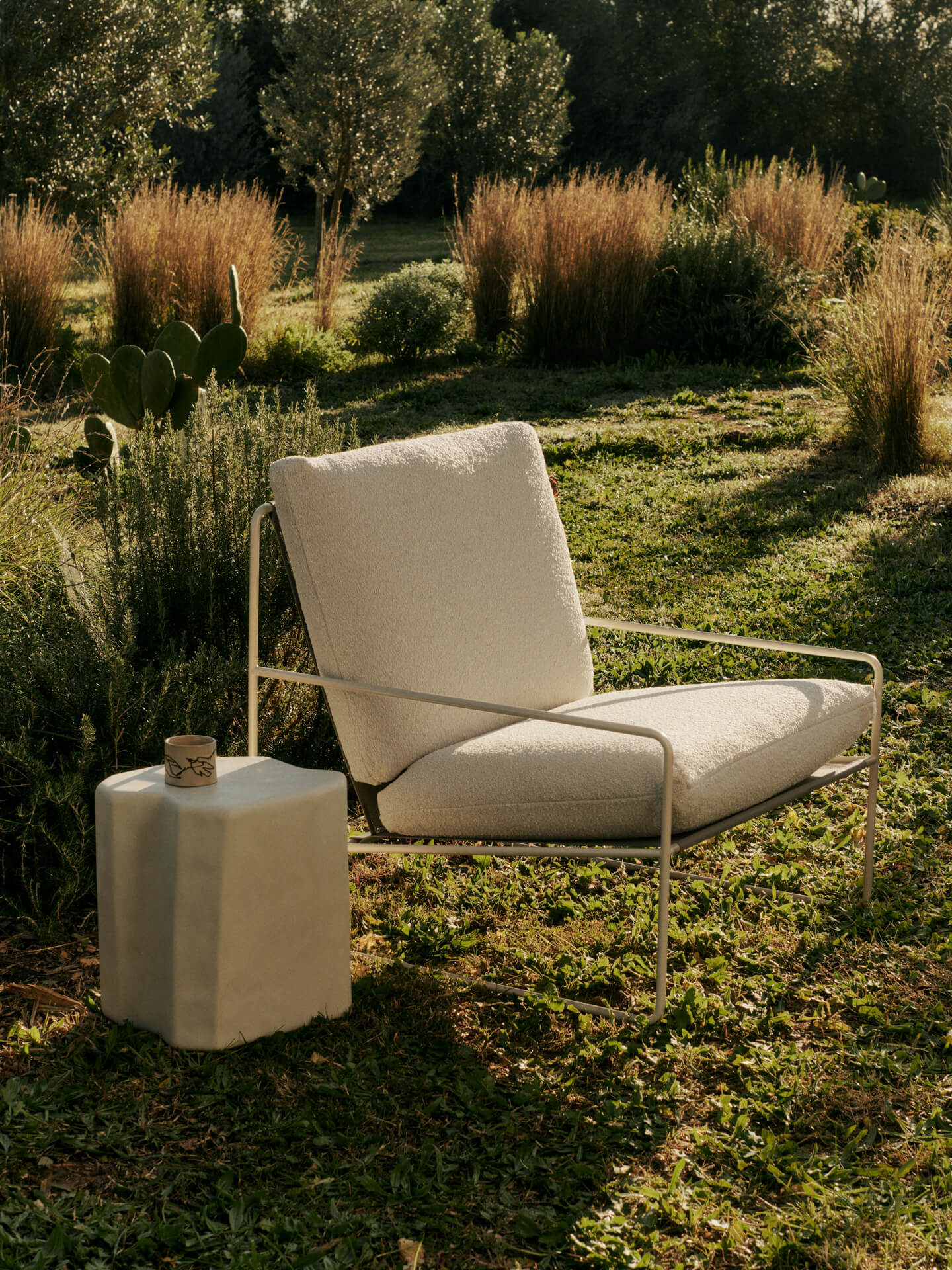 Outdoor Armchair DESERT Broken White with Beige Base