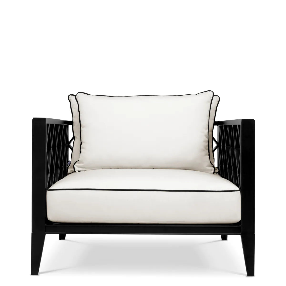 Outdoor armchair OCEAN CLUB black with cream