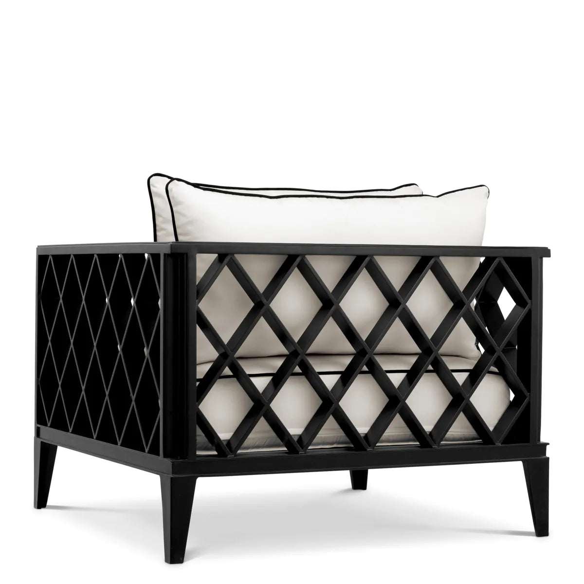 Outdoor armchair OCEAN CLUB black with cream