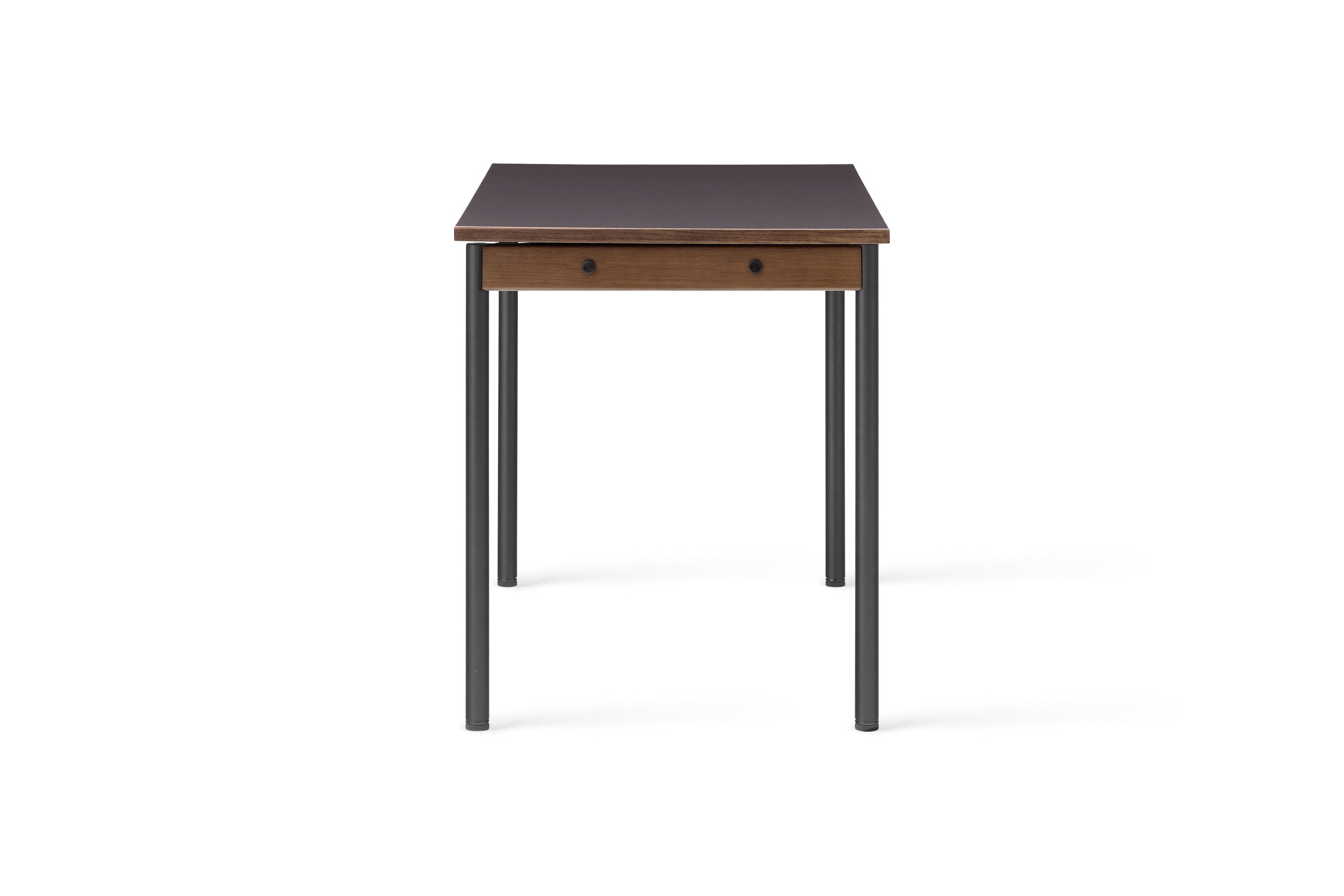 CO table dark brown laminate with black base
